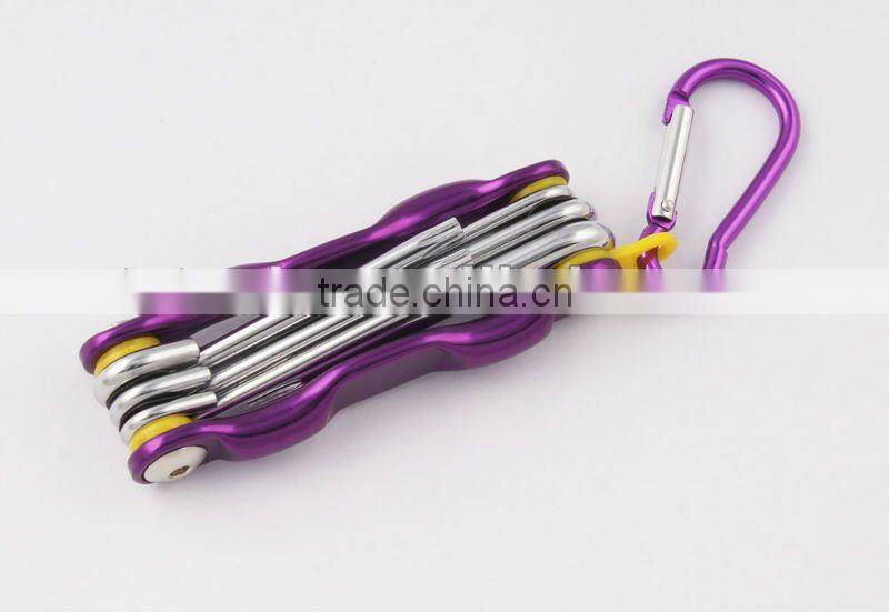 2014 new Stock pocket mini multi aluminium oxide promotion bike keychain tools 602-6