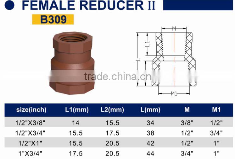 TY High quality PP threaded pipes&fittings FEMALE REDUCER B eco-friendly Cheap Price Full Size factory price list discount