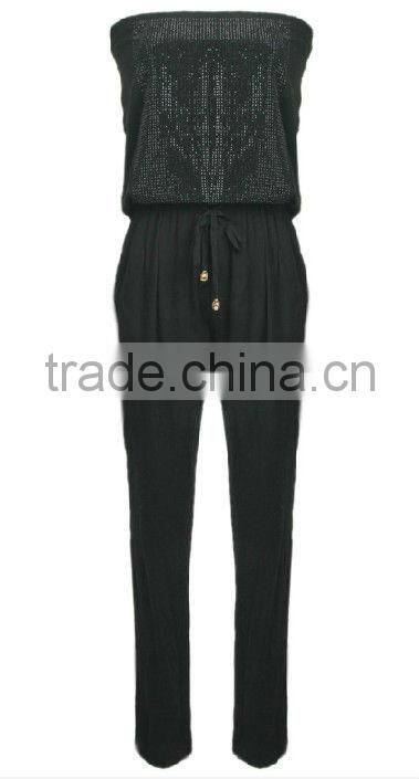 new fashion knitted off-shoulder jogging jumpsuit for ladies
