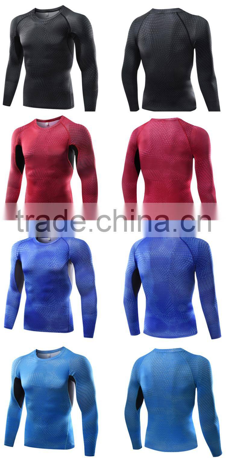 Custom Bodybuilding skin plain t shirt sublimation long sleeve compression shirt men's