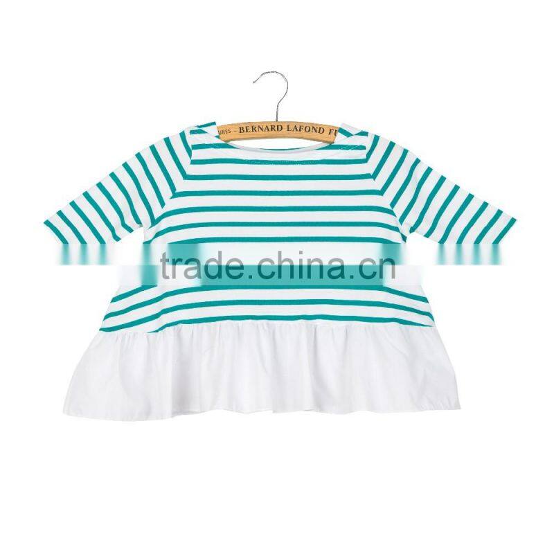 Wholesale baby cotton blouse boutique children cotton ruffle top kids autumn& fall clothes