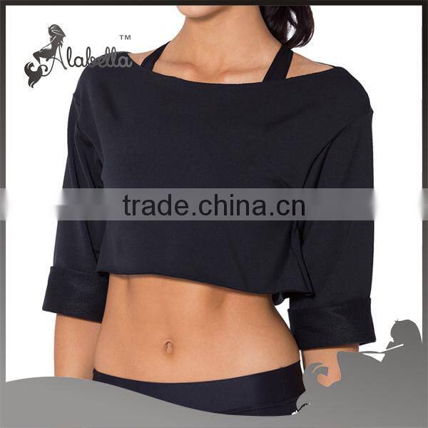 Black flash dance crop tops