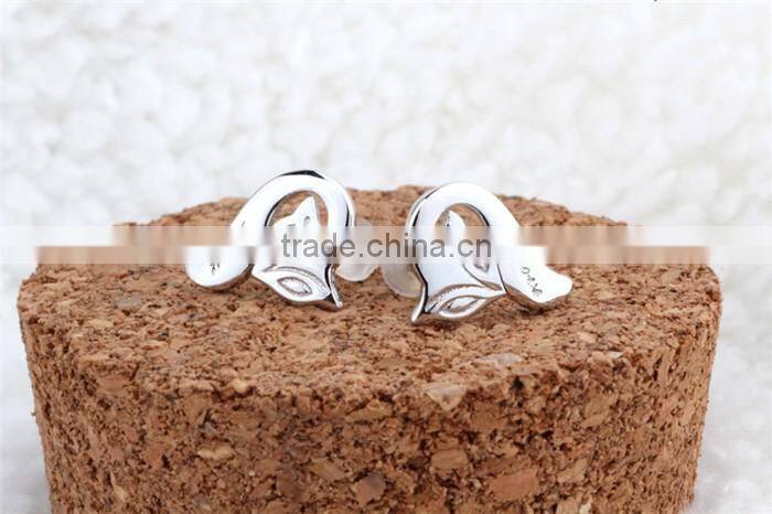 925 sterling silver fashion fox animal shape trendy latest earring stud