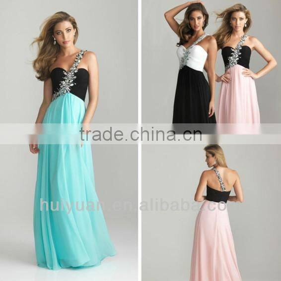 Free Veil Chiffon One-shoulder two colors Evening Dresses