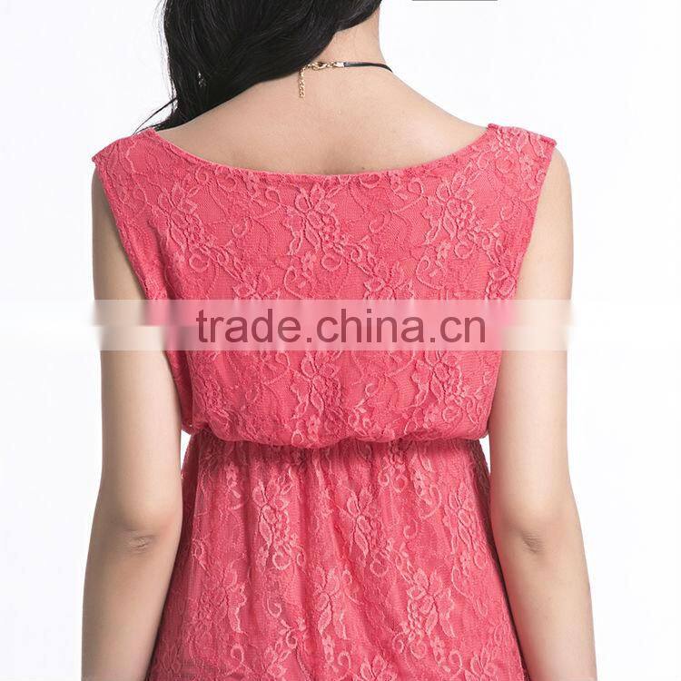 2017 summer irregular lace dress, O neck lace dress