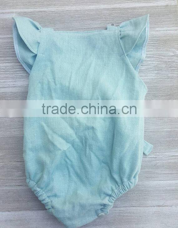 Boutique Summer Newborn Baby Clothes Solid Color Linen Frock Adjustable Wholesale Girl Romper