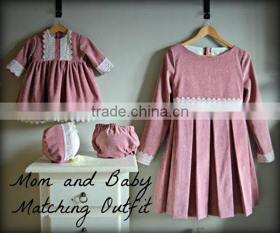 Lace Christmas Dresses Mother Daughter Matching Dress Baby Girl Frocks With Baby Bloomers