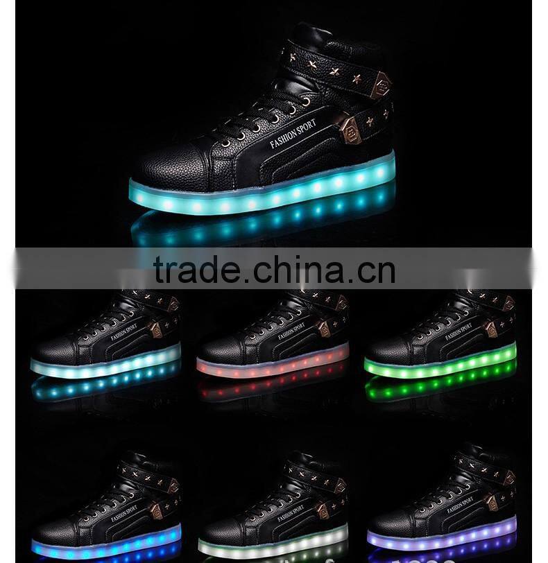 2016 New High Light UP Shoes Mens Shoes Led Schoenen Women Casual Men Luminous Shoes