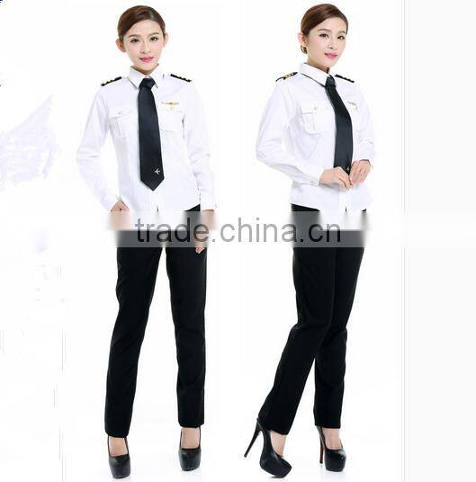 China Wholesales Short Sleeve White Airport Lady Aviator Shirts