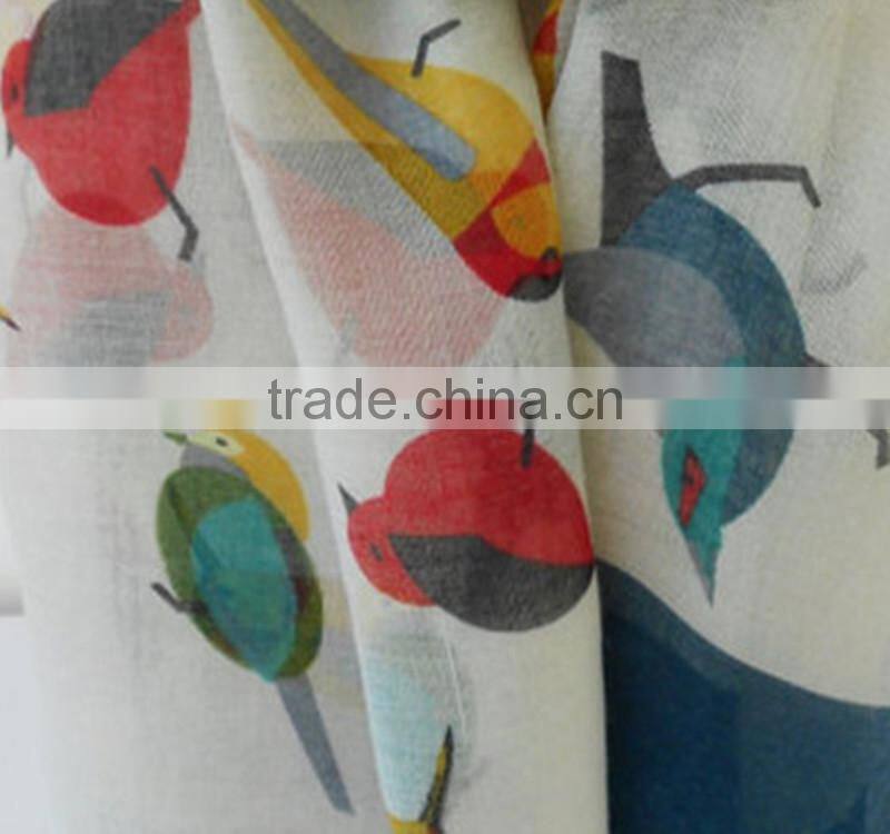 2015 new fashion print bird Oversize Scarf women