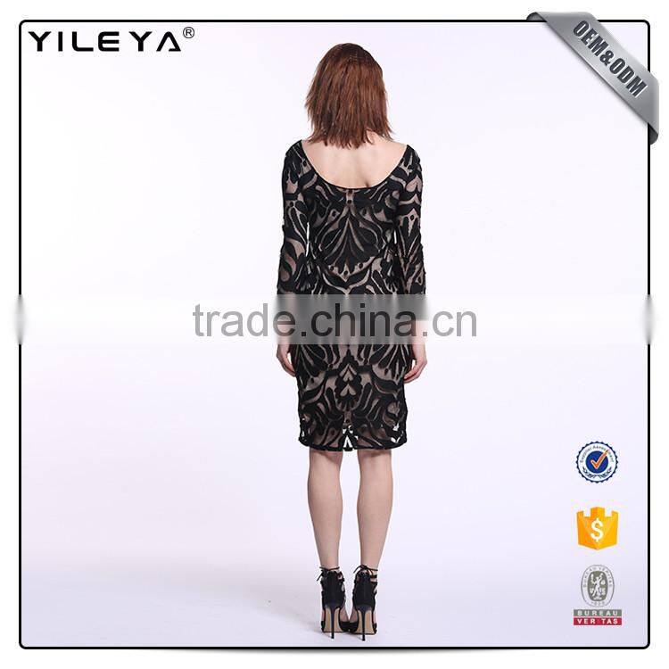 Elegant short straight black crochet dress,black short dress