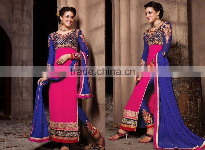 Ash color Zari design Beauty Charm Designer Semi Stitch Salwar Kameez