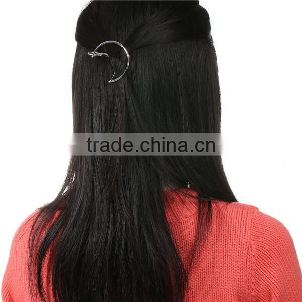 Zinc Based Alloy Hair Clips Findings Moon Silver Tone 62mm x 54mm