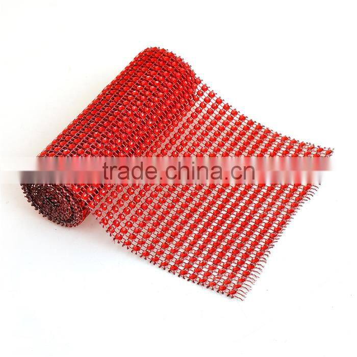 Plastic Mesh Jewelry Rhinestones Red Round 12cm