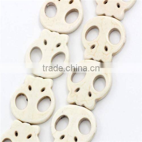 (Grade B) Synthetic Halloween Skull White howlite Beads 22x20mm