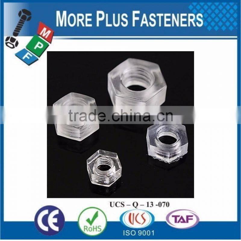 Made in Taiwan Transparent or Colored Nylon Plastic Hexagon Nuts