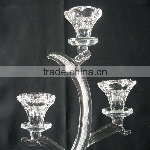 New Design K9 Crystal Candle Holder,3Tips Crystal Votive Candle Holder For Wedding Or Home Decoration