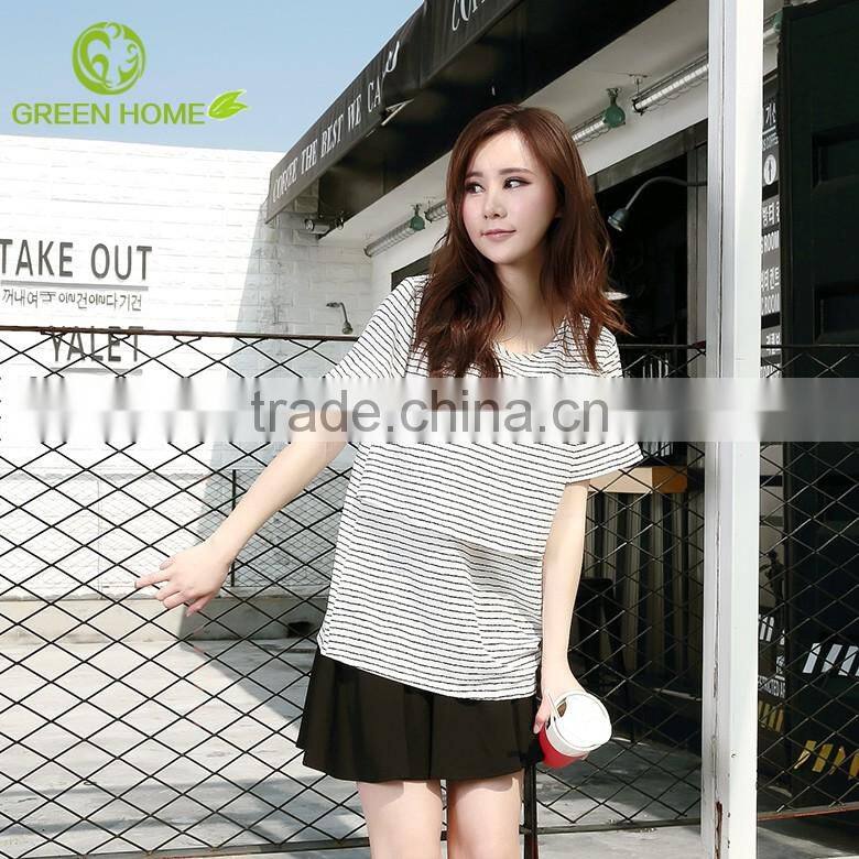 Comfortable Cotton Striped Maternity Clothes formal breast feeding clothing 100 pcs moq pregnancy clothes