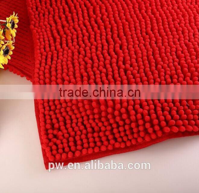 coffee color chenille floor mat Generic Washable Bathroom New Shaggy Rugs Non Slip Bath Mat Thick Shag Pile Size:60cm X 40