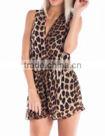 2016 Hot Selling Summer Jumpsuit Clothes Leopard Printing Women Playsuit Jumpsuits For Women