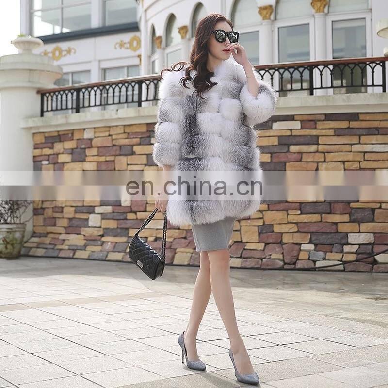 Real Fox Fur Jacket Fashionable Dyed Colour Real Fur Coat Wholesale