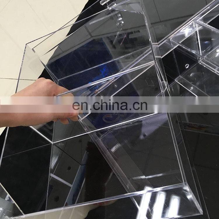 Factory Custom Plexiglass Lucite Big Large Clear Acrylic Storage box Hinged Cover With 4 Small Case Suitcase