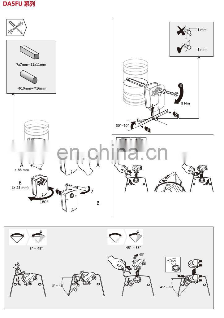 Spring return damper Actuator with 2 auxiliary switch 3Nm for HVAC system AC/DC 24V AC220V