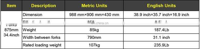 Mini loader skid steer forklift pallet forks