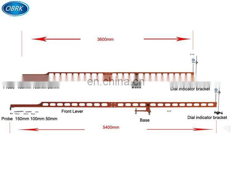 Pavement Benkelman deflection beam for pavemen testing machines