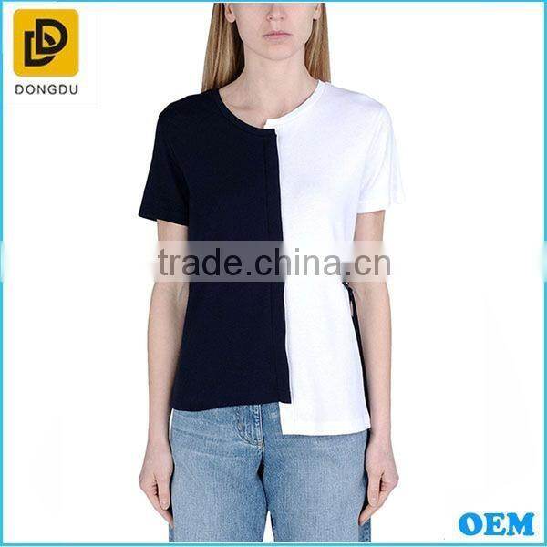 2016 black and white stripe casual T-shirt with short sleeves