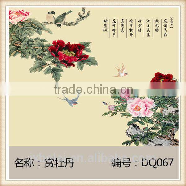 Sela Wei Large Chinese TV Sofa Backdrop Tile 3D Color Carving Art Green Leaves Can Be Customized Tiles