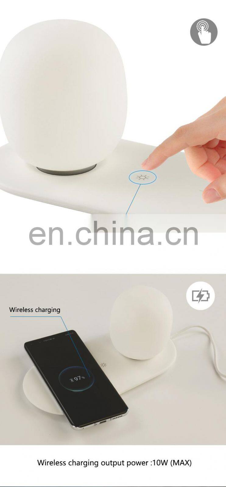 HUAYI New Model Bedroom ABS Silica Gel Wireless Charging LED Bedroom Night Light