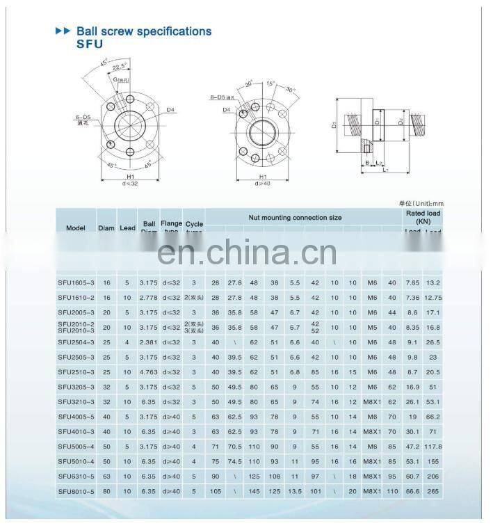 Good performance chrome steel ball screw 1605 length 500 1000 1200 1400 mm