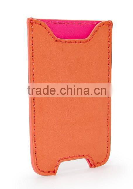 slip on bright color leather phone case with cut-out to charge plain genuine leather phone sleeve for iphone 5 6 custom logo