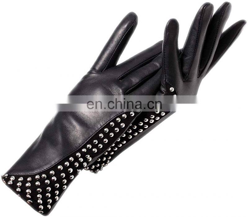 Fashion Touch Screen Women Leather Gloves Winter Lady Gloves Popular Style Gloves Women Rivet Design