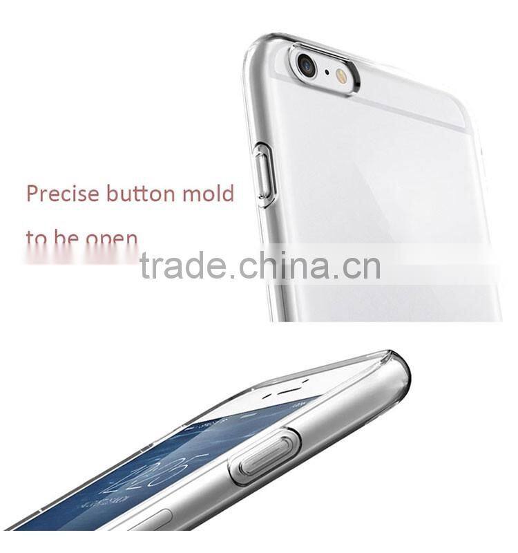 Clear slim transparent acrylic plastic back cover flexible TPU silicone frame bumper hybrid case for iPhone 6