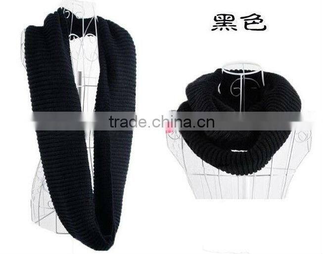 Wholesale Wool Knitted Plain Color Circle Loop Women Winter Scarf
