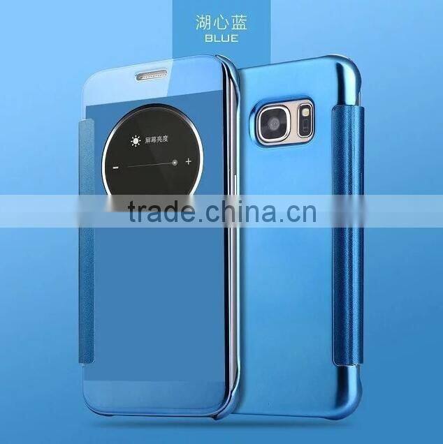 shockproof Selectroplating smart intelligent flip cover business mirror phone case for samsung s7 / s7edge
