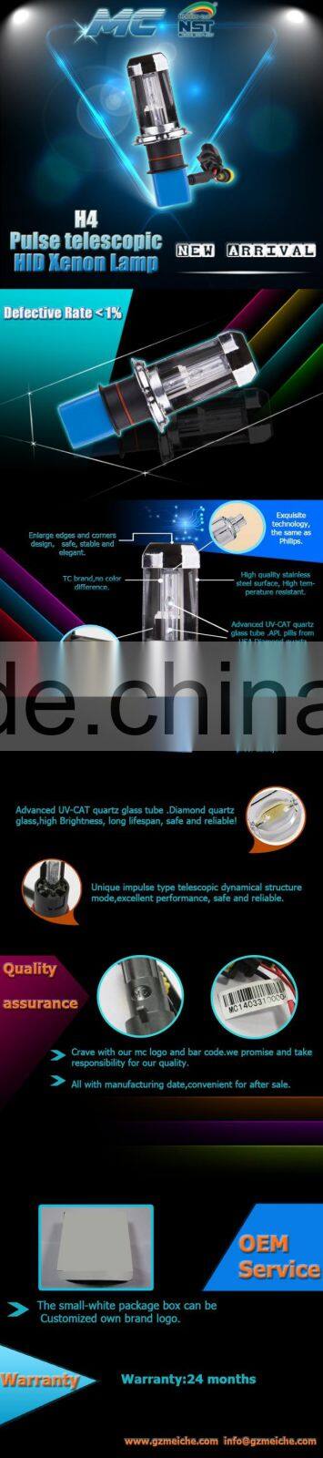 Extremely Brightness H4 pulse telescopic Hi/Lo Bi-xenon bulbs with digital ballast golf 4 xenon headlight