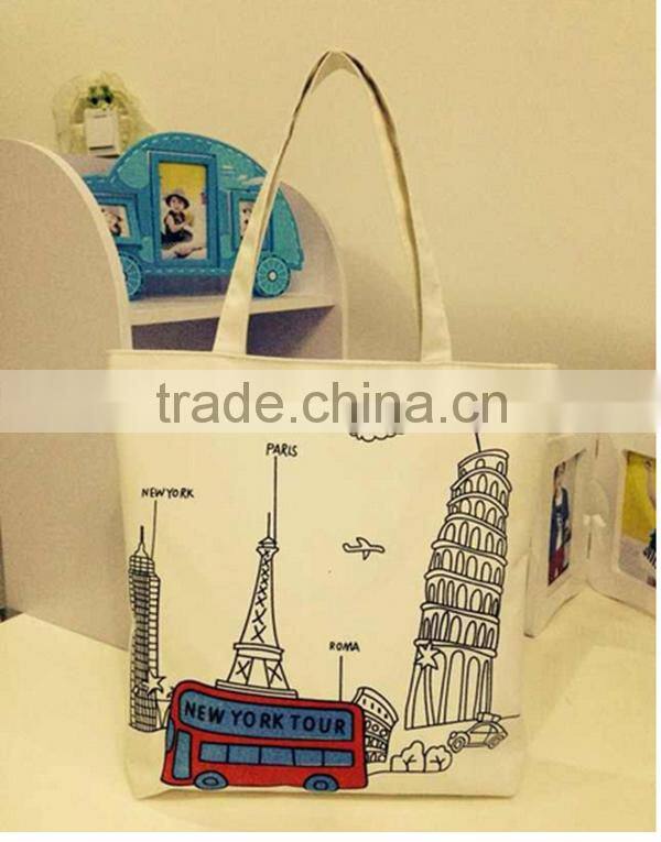 Fashion printing canvas bags large women hot canvas tote shopping bag