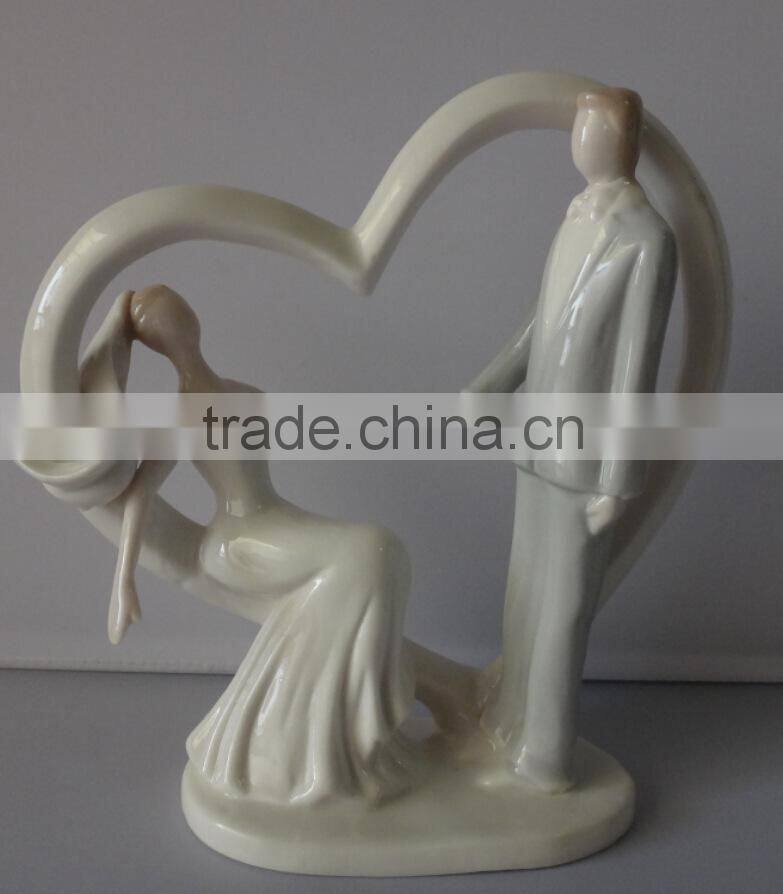 High Quality Event Supplies Bride and Groom Ceramic Figurine Cake Topper for wedding Party Table decoration-BY-TOP4
