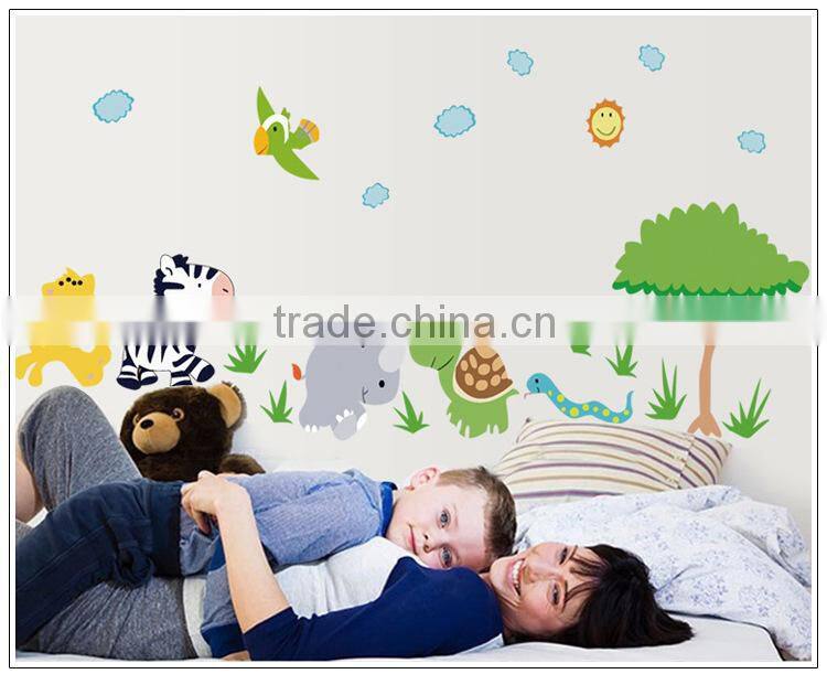 Happy Jungle animal Wall decal Removable stickers kids Baby nursery decor art