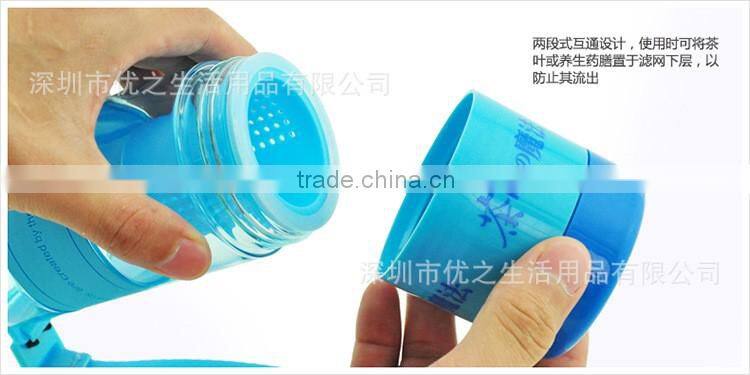 high grade plastic bottle water OEM 550ml travel plastic tea infuser