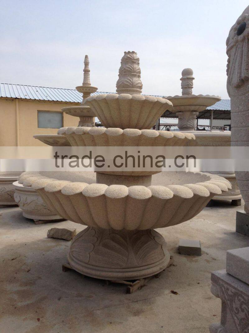 dark granite stone fountain garden
