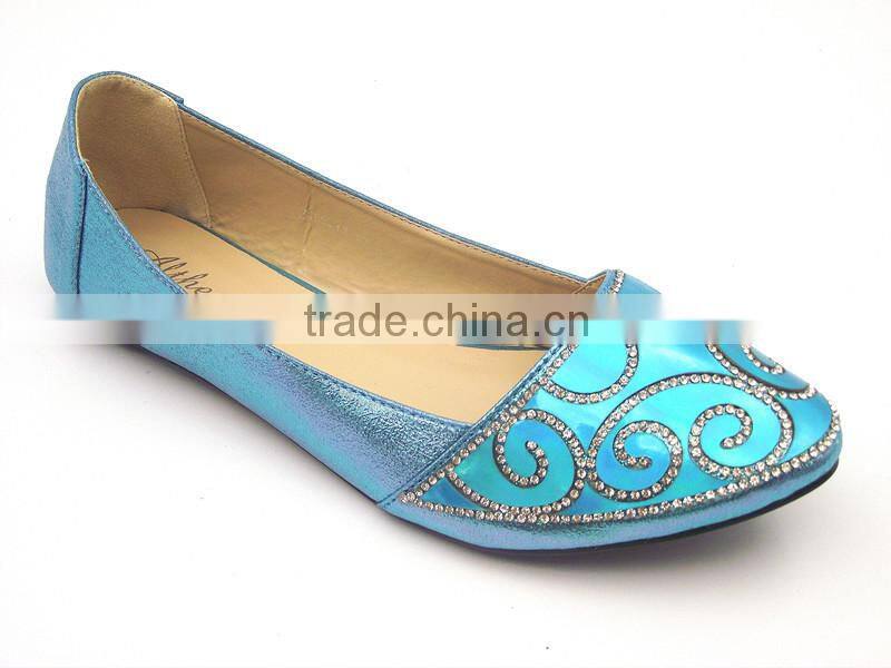 new fashion shining flower with diamond lady flat shoe dress shoes in stock