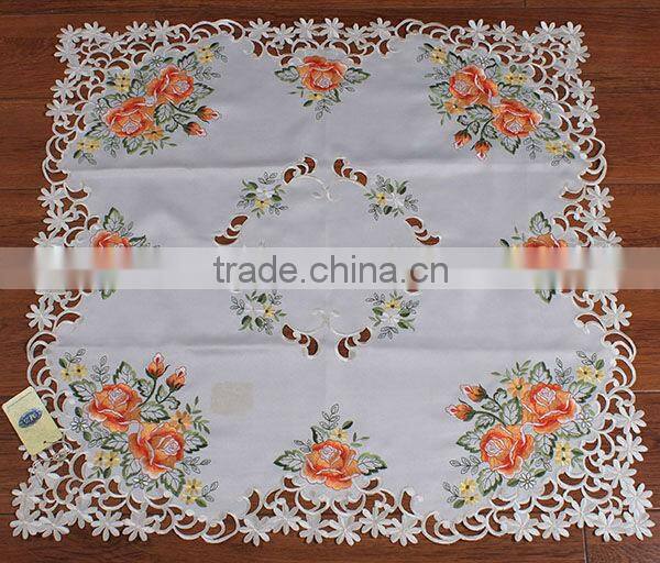 Solid color floral satin table cloth