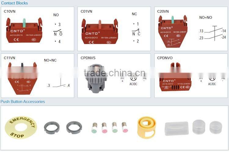CNTD Waterproof Emergency Stop Red Wireless Push Button Switch 60mm