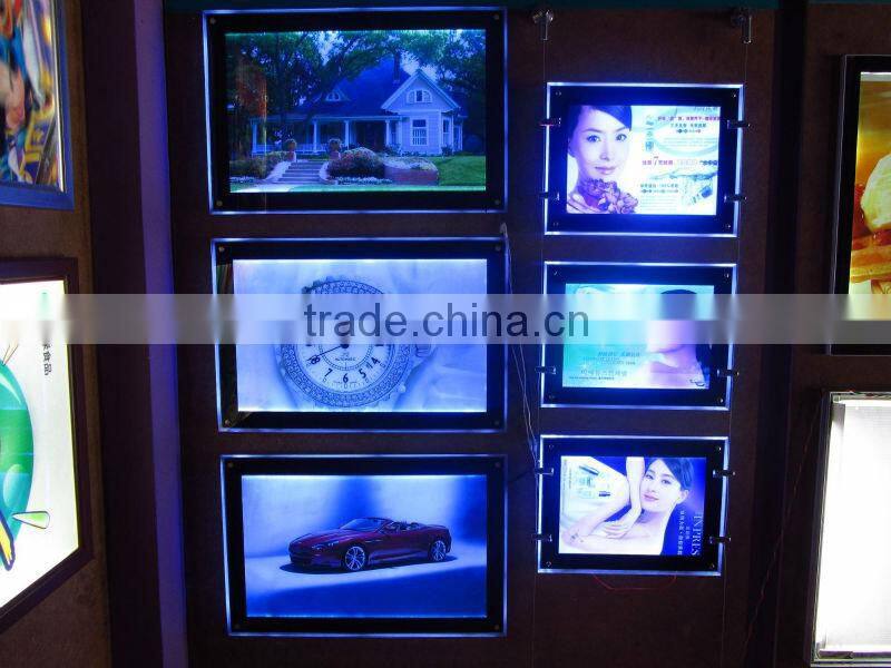 2014 Hot selling thin led double side clip Crystal Acrylic Poster light box