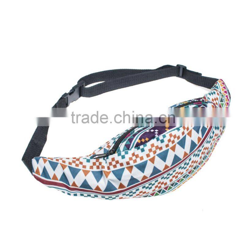 fashion waist belt with hot 3d print black belt waist bag high quality wholesale travel belt bag with zippers pouch purses cases