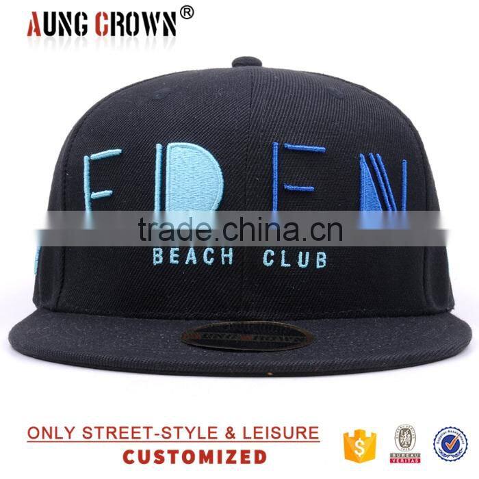Customized flat brim embroidery designer snap back caps